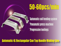 Línea automática de fabricación de manijas superiores de latas rectangulares de 4L